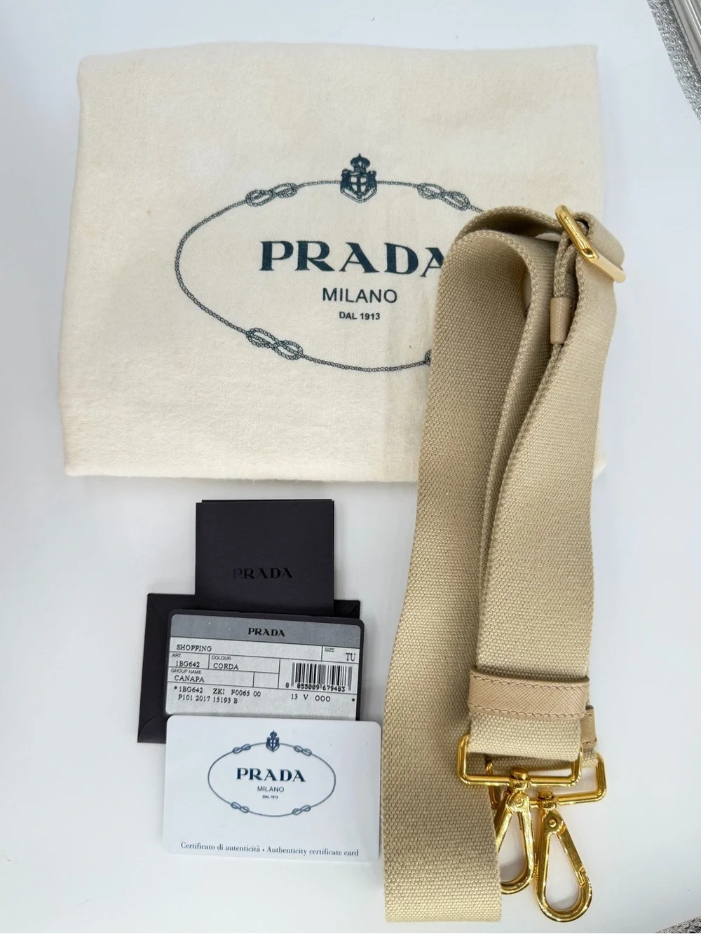 Prada Canapa Large Khaki Tote w/Dust Bag and Entrupy COA Very Good Condition - Picture 3 of 16